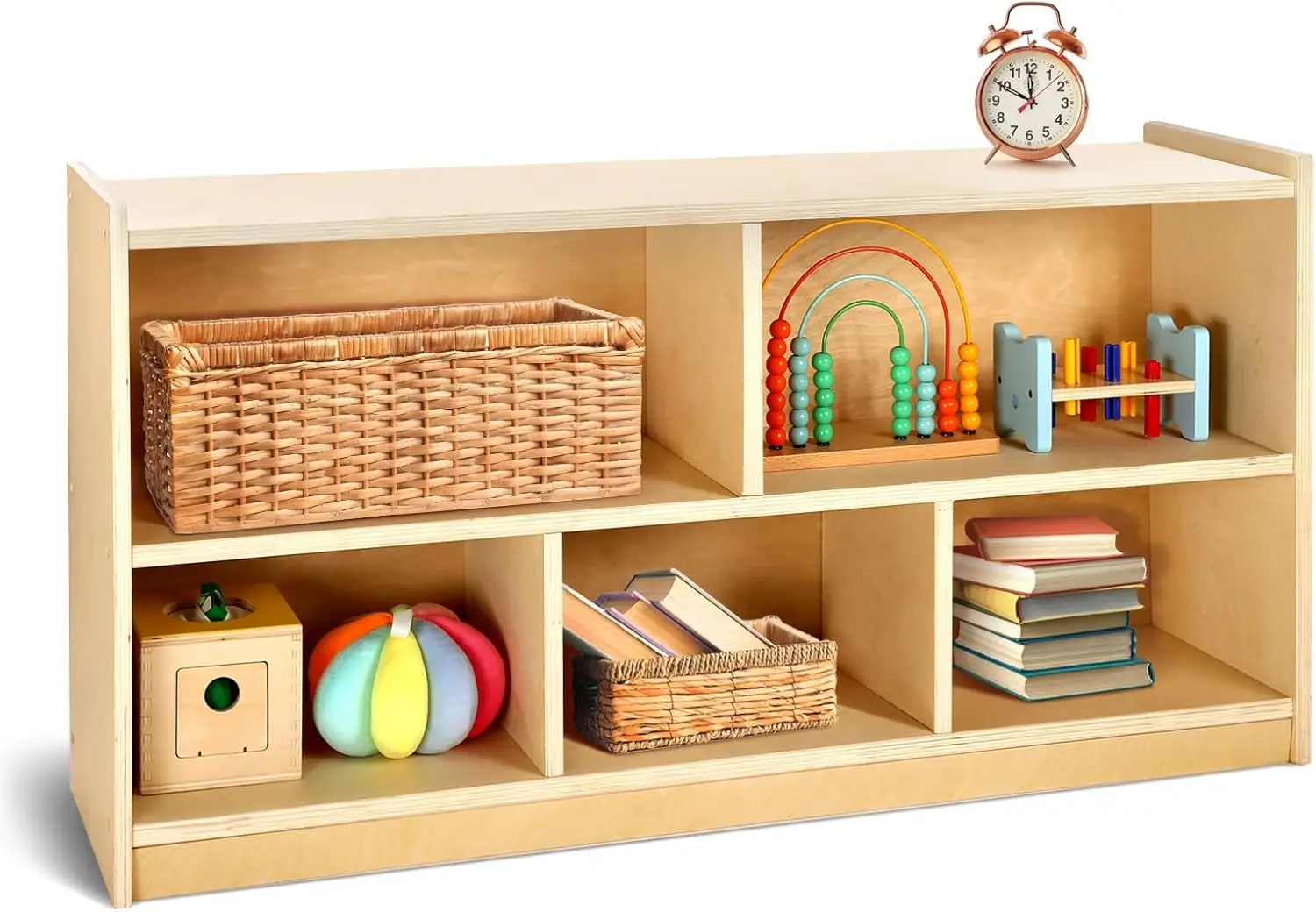 Montessori Shelf Toy - wingyz Wooden Storage Cabinet, 5-Section Montessori