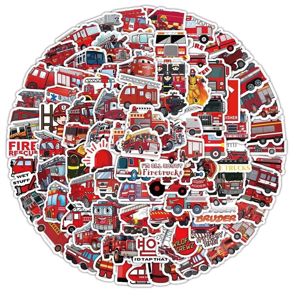 Kids Education Store - 103Pcs Fire Truck Cartoon Stickers Kids
