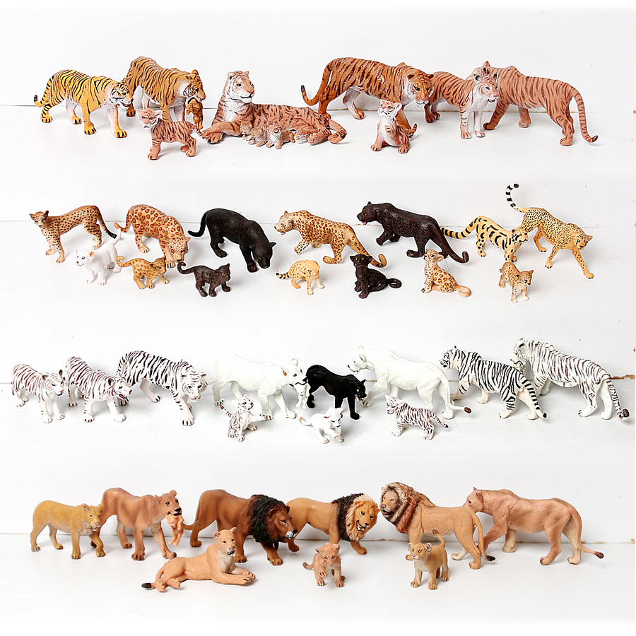 Kids No Education - Realistic Wild Animals Model White Tiger,Lions,Leopard,Panther,Cheetah