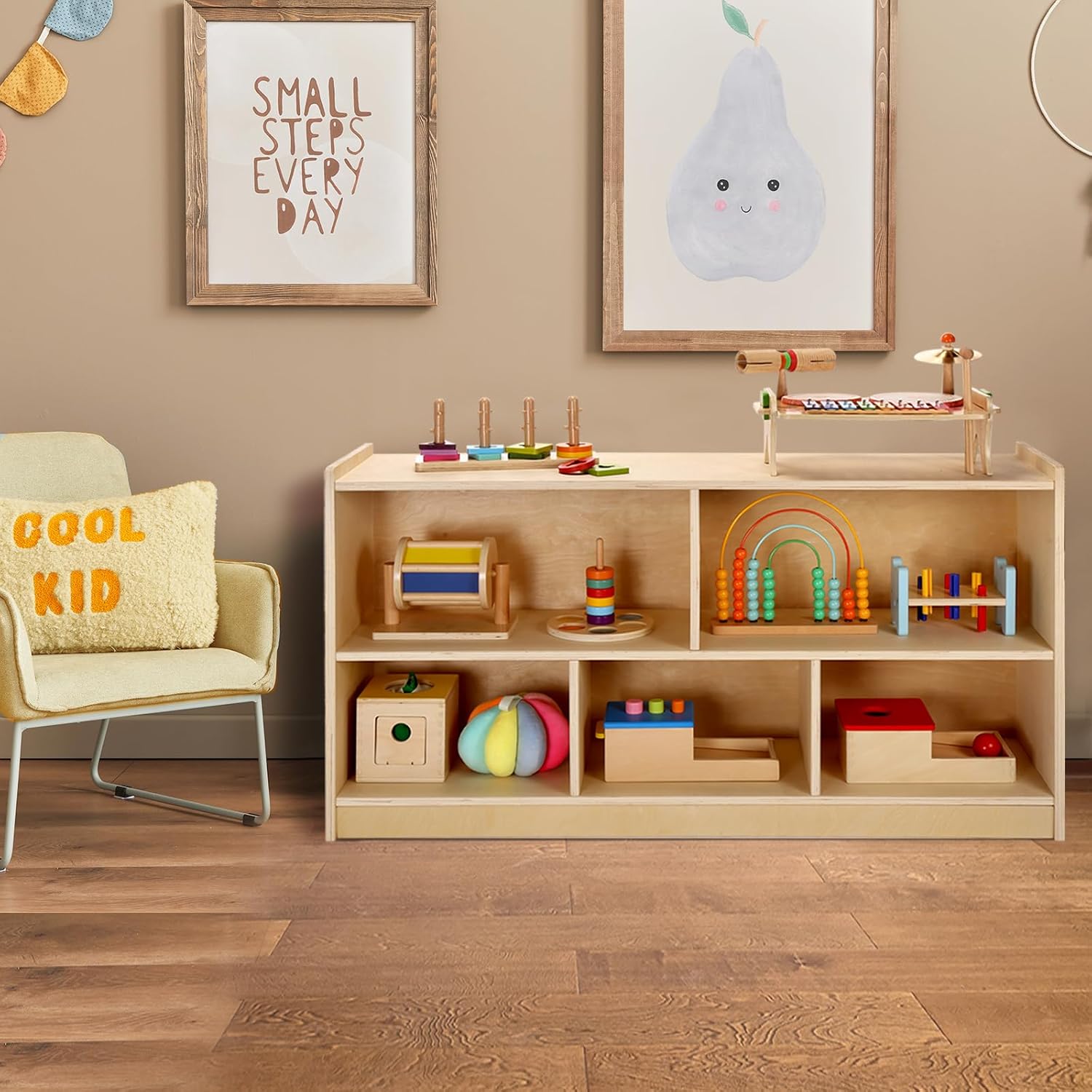Wooden Storage Cabinet 5 Secti – обзор и цена Montessori Shelf Toy