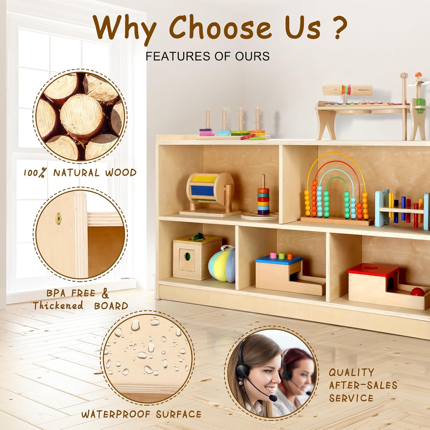 Wooden Storage Cabinet 5 Secti – обзор и цена Montessori Shelf Toy