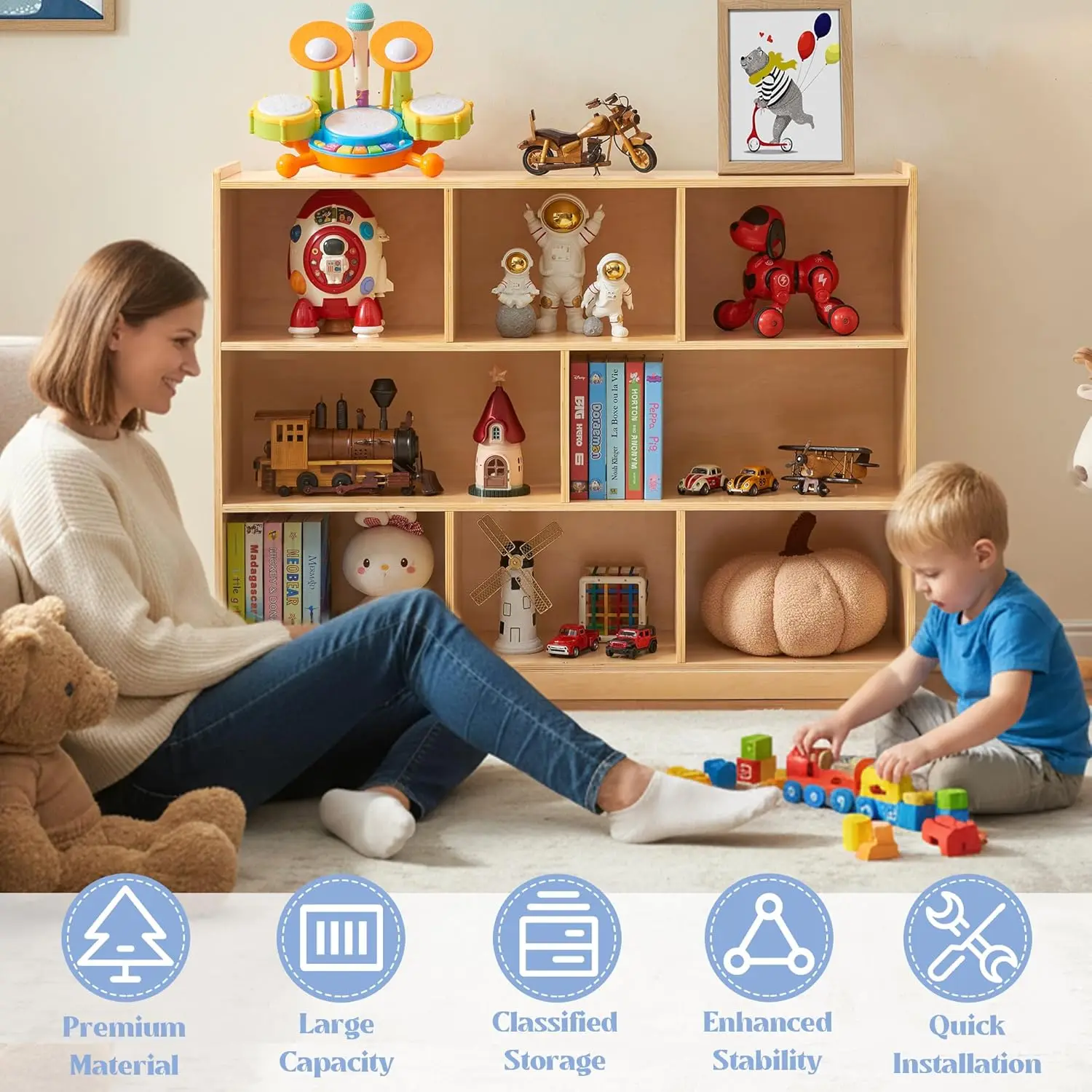 Montessori Shelf 8-Section Woo – обзор и цена Montessori Shelf Toy