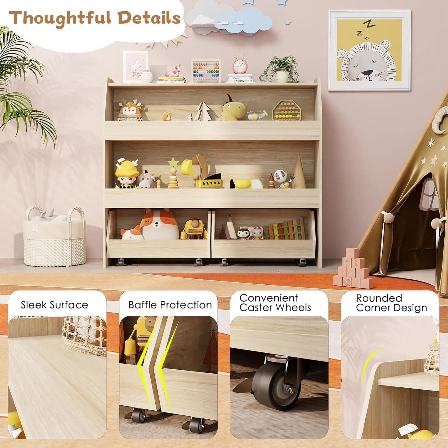 Toy Storage Organizer, 3 Tier  – обзор и цена Montessori Shelf Toy