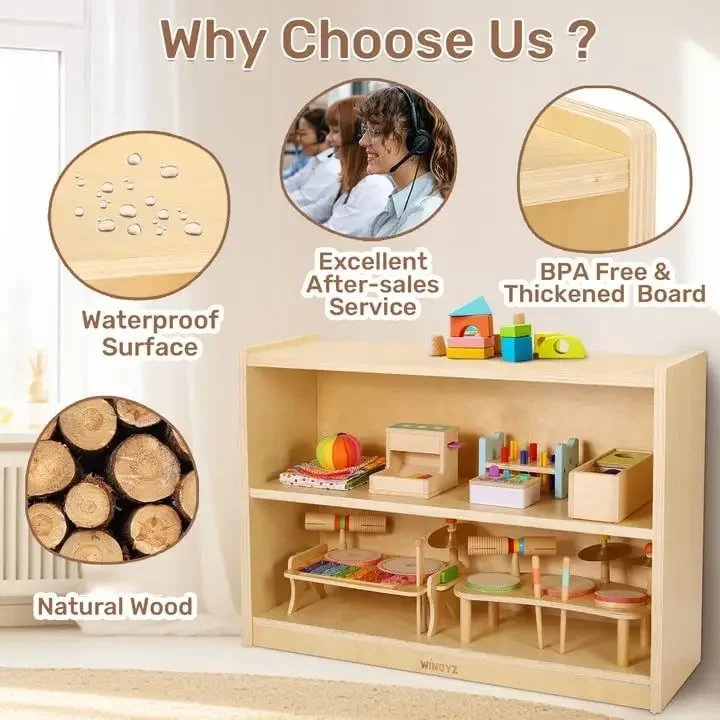 Wooden Storage Cabinet, 2-Tier – обзор и цена Montessori Shelf Toy