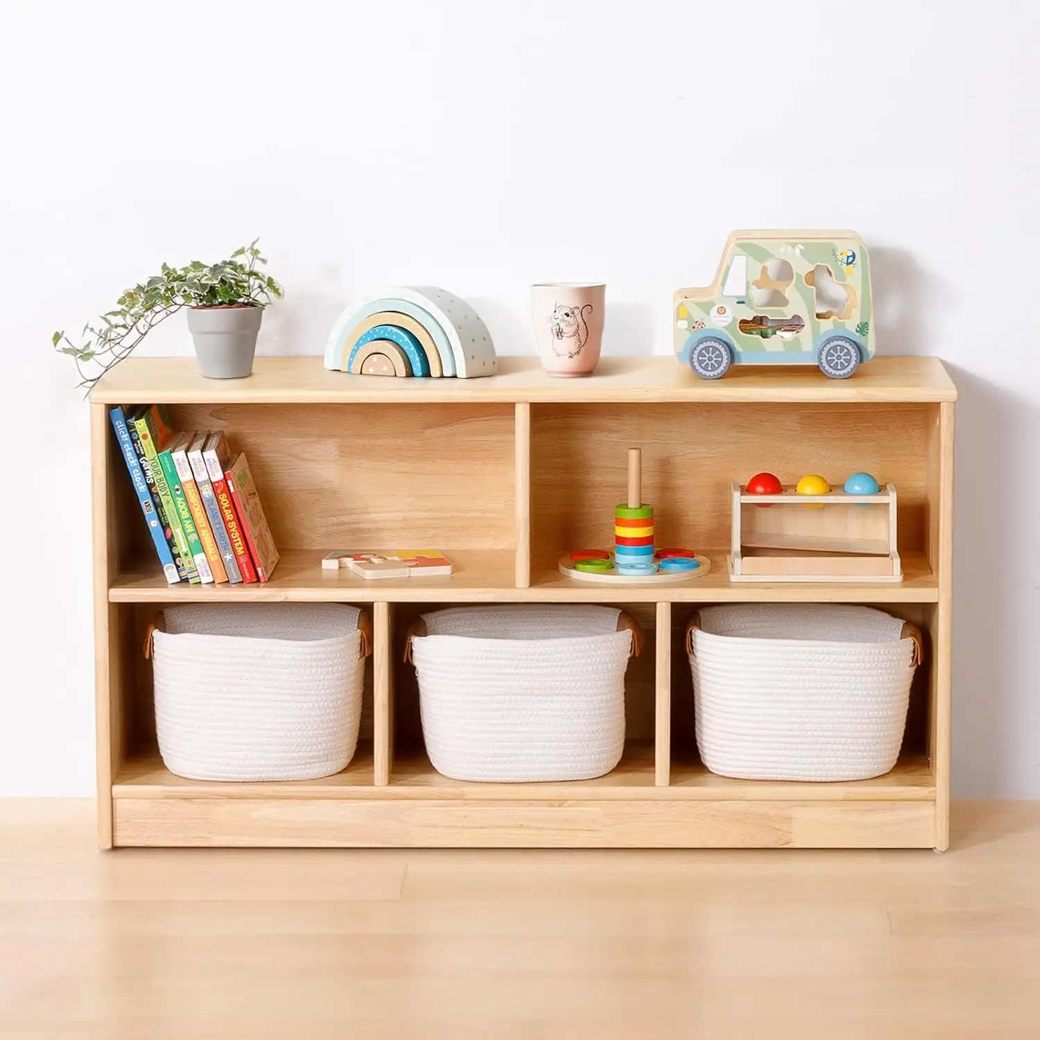Rubber Wood 5-Compartment Mont – обзор и цена Montessori Shelf Toy