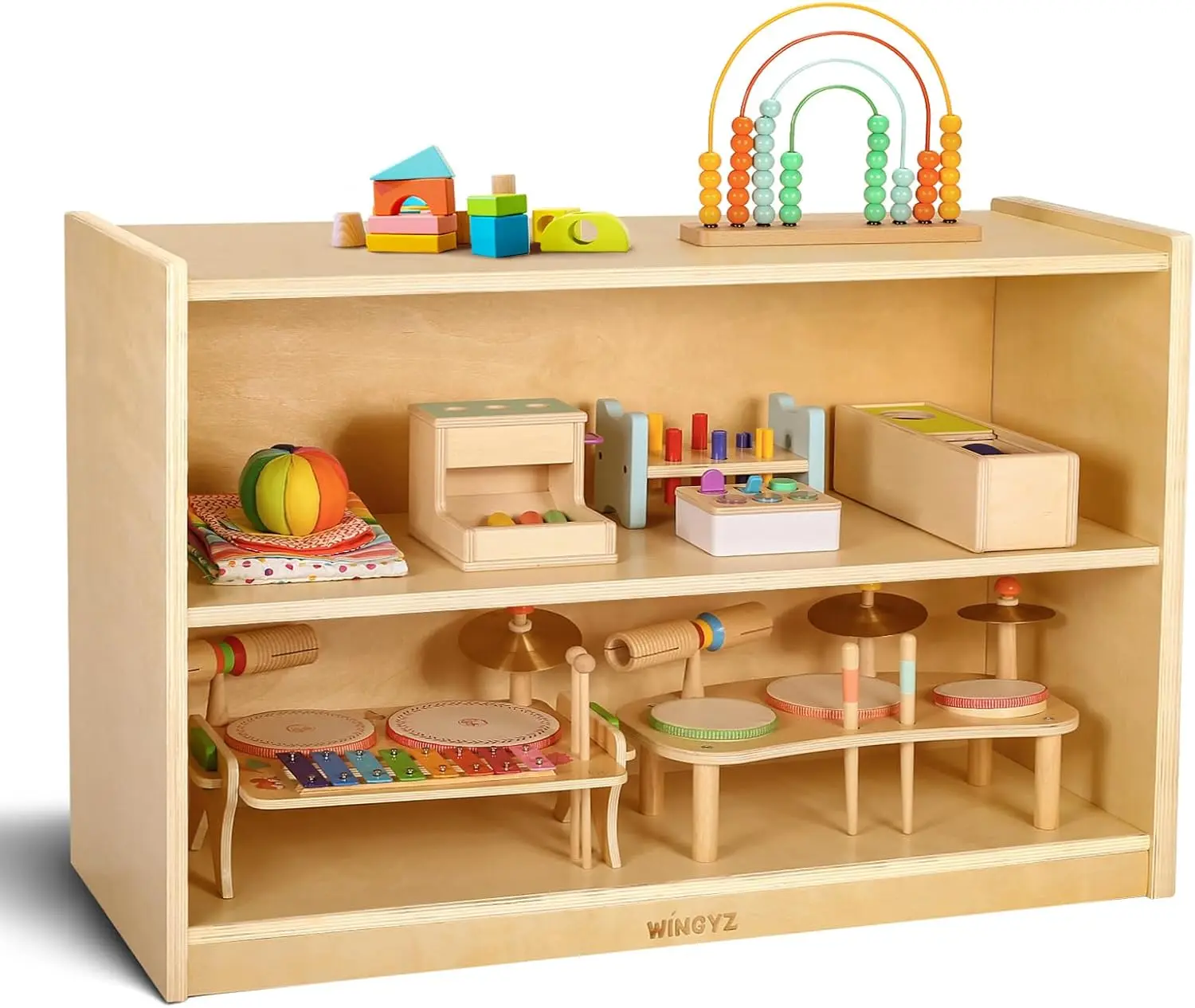 Wooden Storage Cabinet, 2-Tier – обзор и цена Montessori Shelf Toy